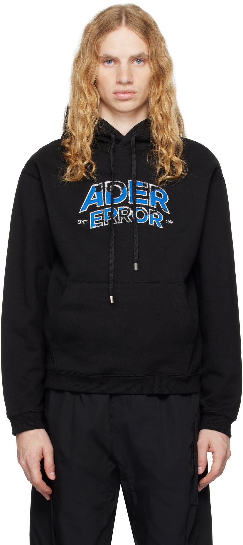 Pulover ADER ERROR Distressed Logo Graphic Print Hoodie Črna | BN25FYHD0101BK