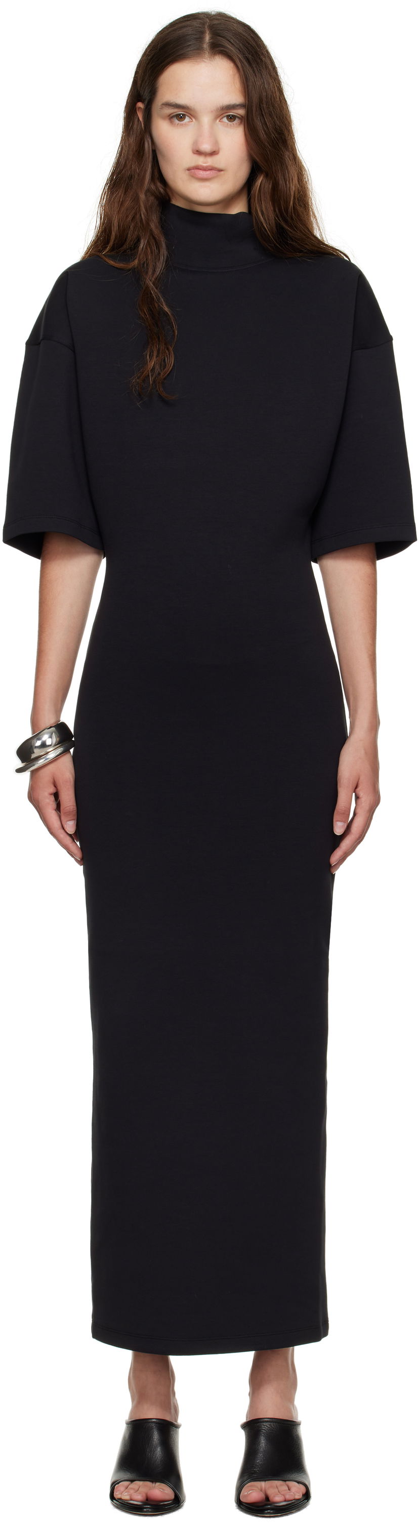 Obleke Jean Paul Gaultier Jean Paul Gaultier 'The JPG' Jersey Maxi Dress Črna | 25/03-W-DR016-J004-0004