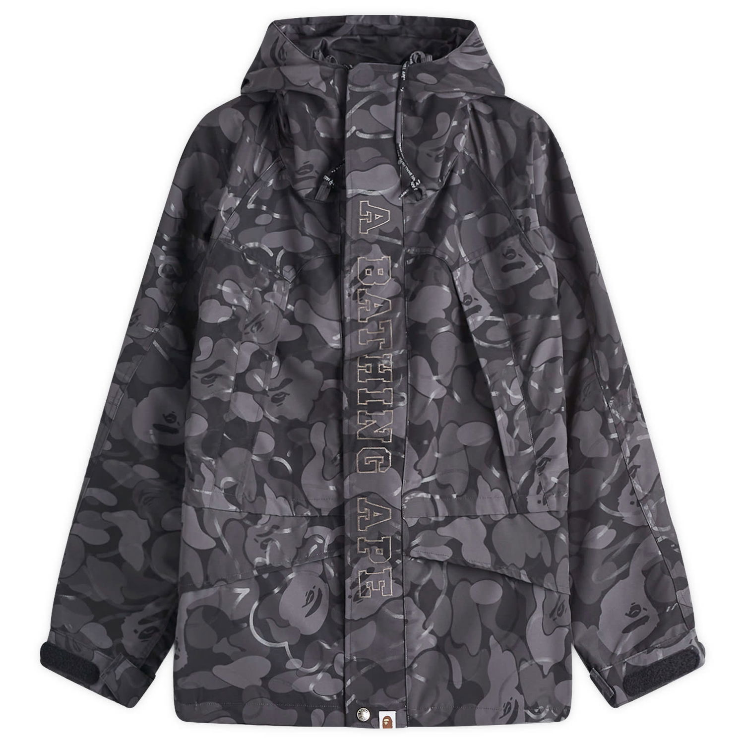 Vetrovka BAPE A Bathing Ape Laminated Camo Snowboard Jacket, Size Large Siva | 001LJK801001M-BLK, 0