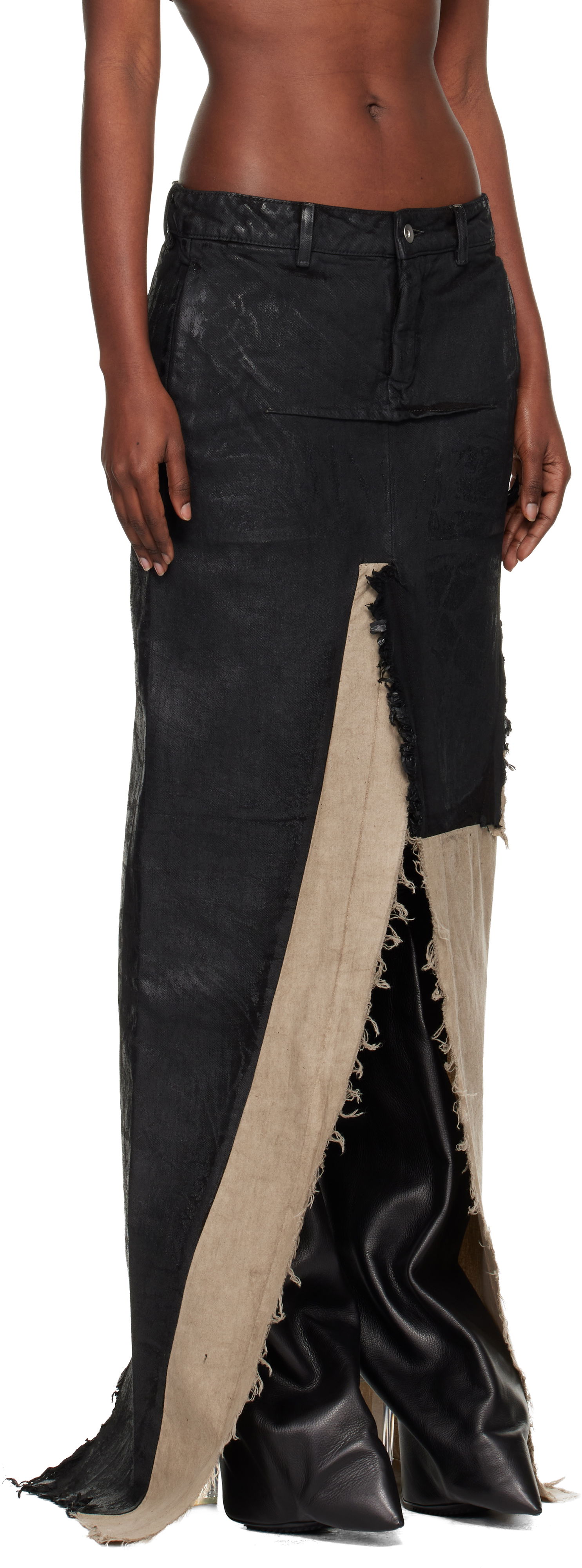 Krila Rick Owens Concordians Sliced Denim Maxi Skirt Večbarvna | RO02E4393 BMC921, 1