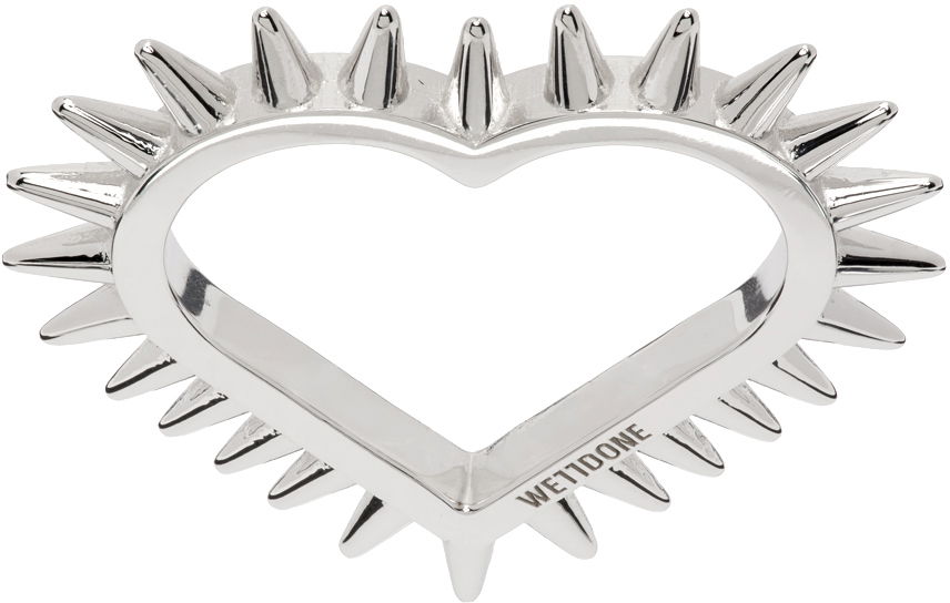 Prstan We11done We11done Small Spike Heart Ring Kovinski | WD-AJ1-23-502-U-SV, 0