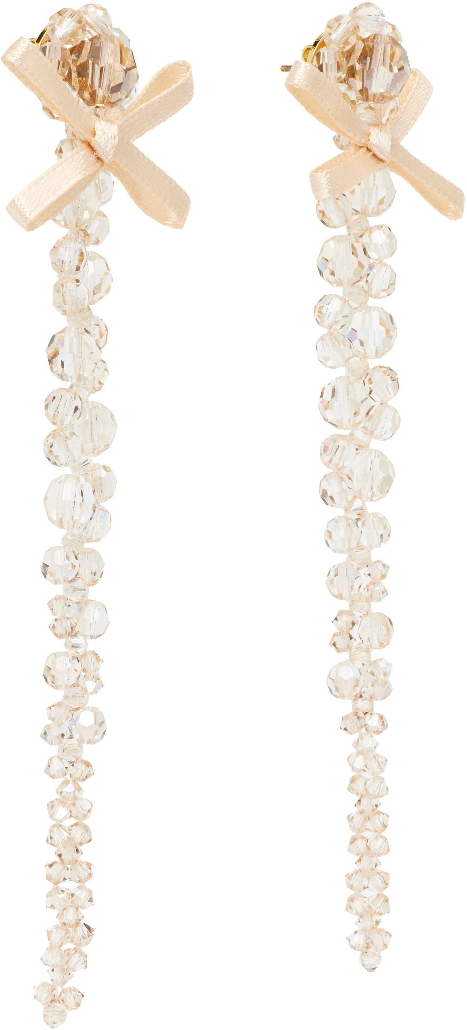 Uhani Simone Rocha Simone Rocha Petite Bow Drip Faceted Crystal Bead Earrings Bež | ERG547 0903, 1