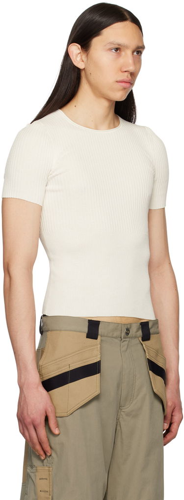 Krop-top Dion Lee Dion Lee Gradient Rib T-Shirt Bela | C7192S23, 1