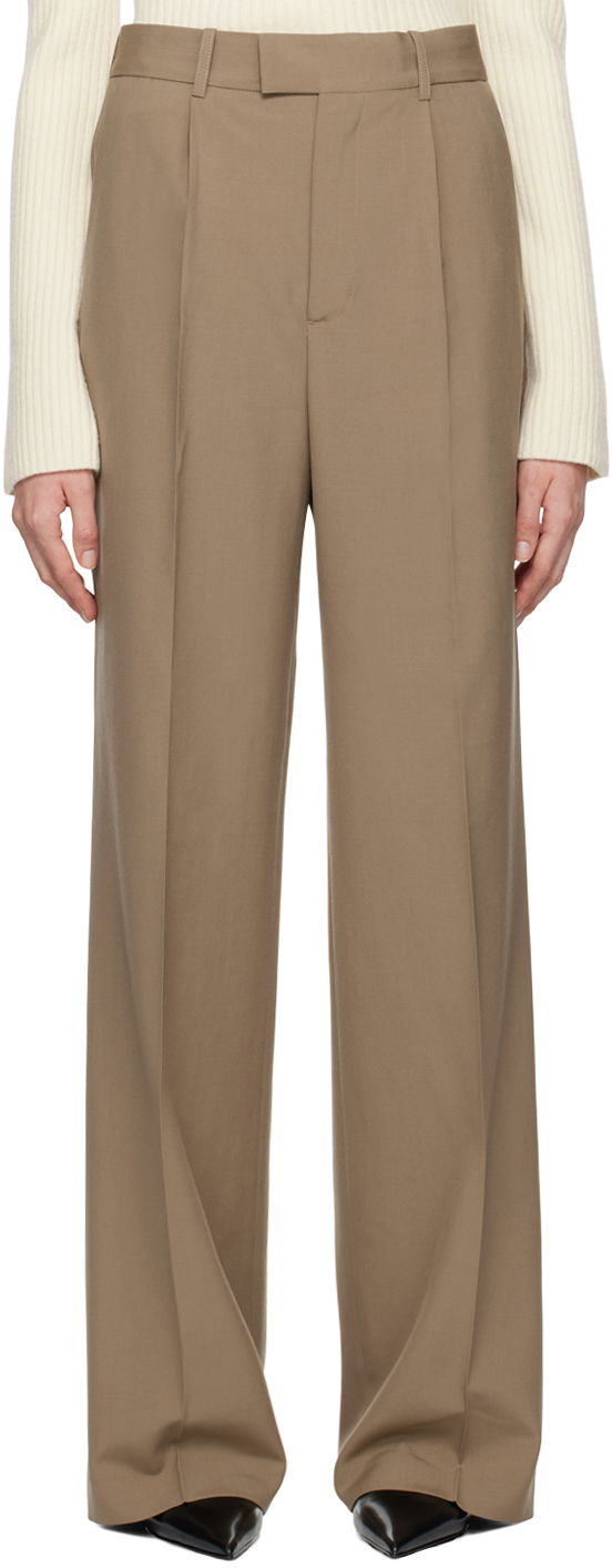 Hlače Róhe Relaxed Single Pleated Trousers Rjava | 413-30-158