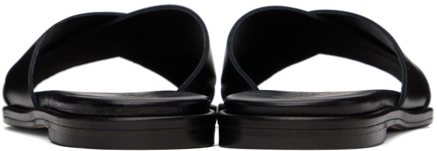 Modni dodatki Aeyde Aeyde Sonia Leather Crisscross Slide Sandals Črna | A11-FS-BRNS08FL62-SS24-800-001, 1