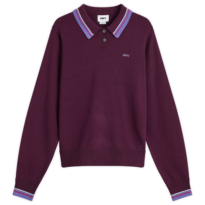 Pleteni pulover OBEY Goalie Polo Sweater Bordo | 251000130-BET