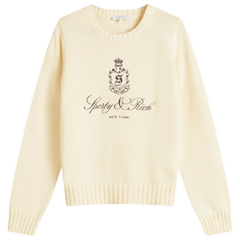 Pleteni pulover Sporty & Rich Sporty & Rich Women's Vendome Knitted Jumper, Size Large Bež | WS065606205WH37