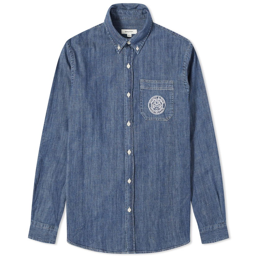 Srajce Sporty & Rich Conneticut Crest Denim Shirt Mornarica | STAW2314BD