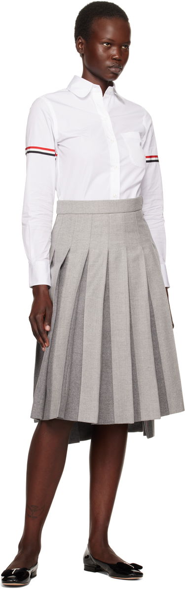 Krila Thom Browne Wool Flannel Pleated Midi Skirt Siva | FGC441A-F0580, 3