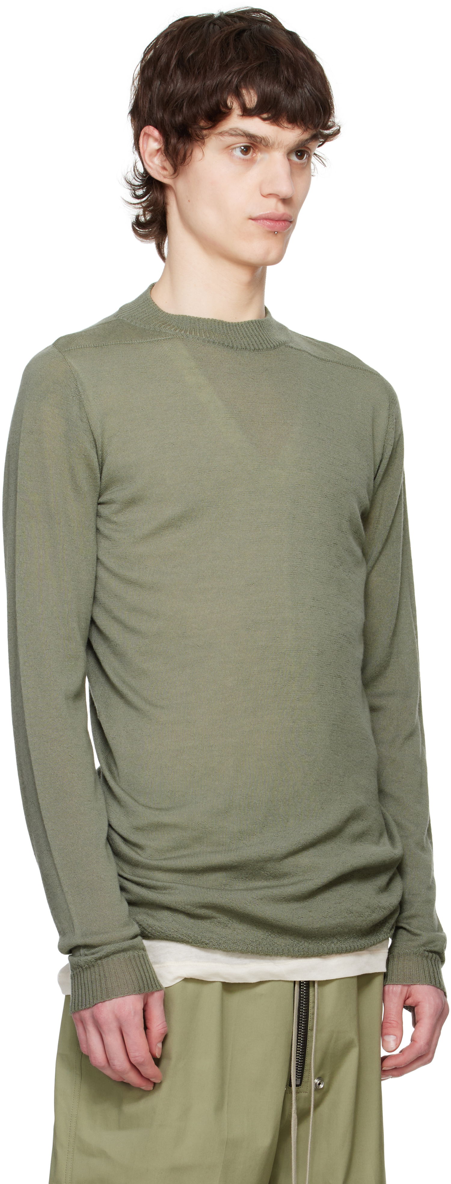 Pleteni pulover Rick Owens Rick Owens Hollywood Level Lupetto Sweater Zelena | RU01E5625 WS, 1