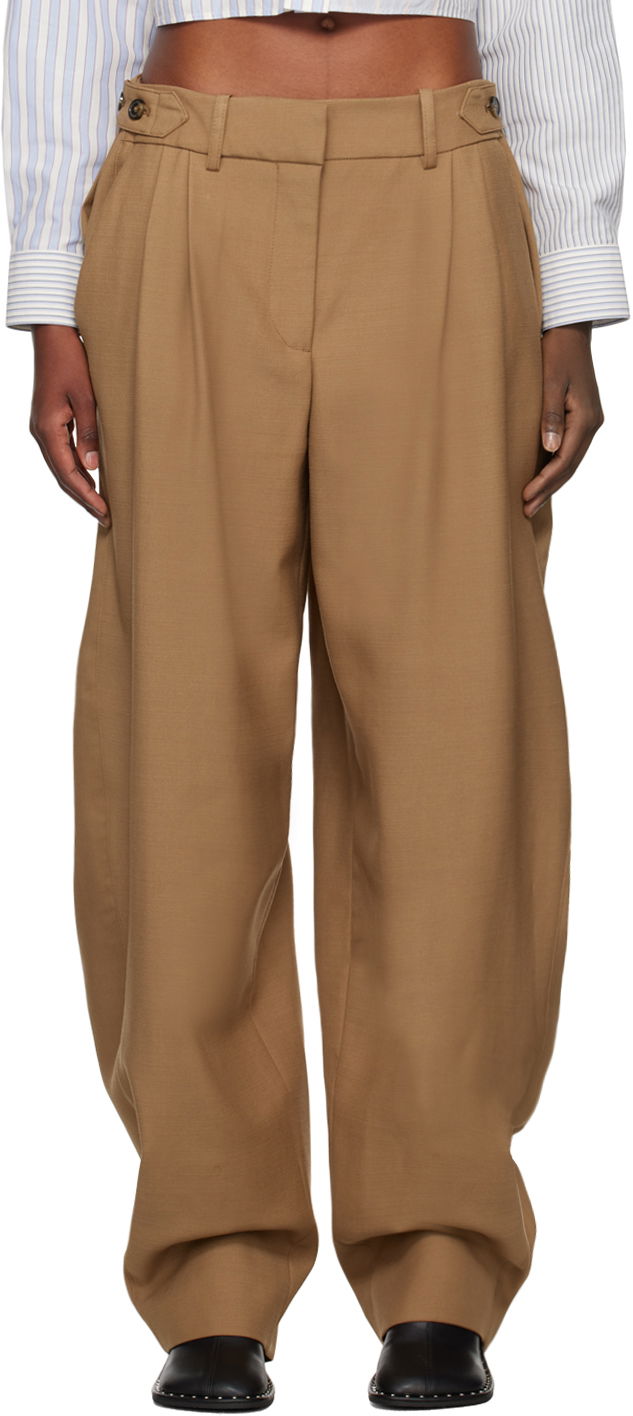 Hlače Stella McCartney Stella McCartney Wide Leg Trousers Rjava | 6401383CU750