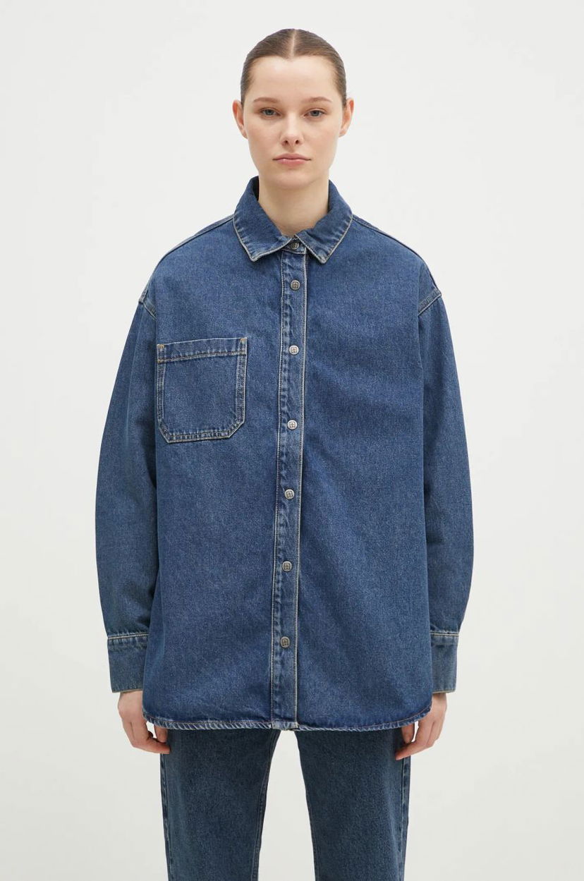 Srajce Ksubi Oversized Longsleeve Denim Shirt Modra | WPF24SH007