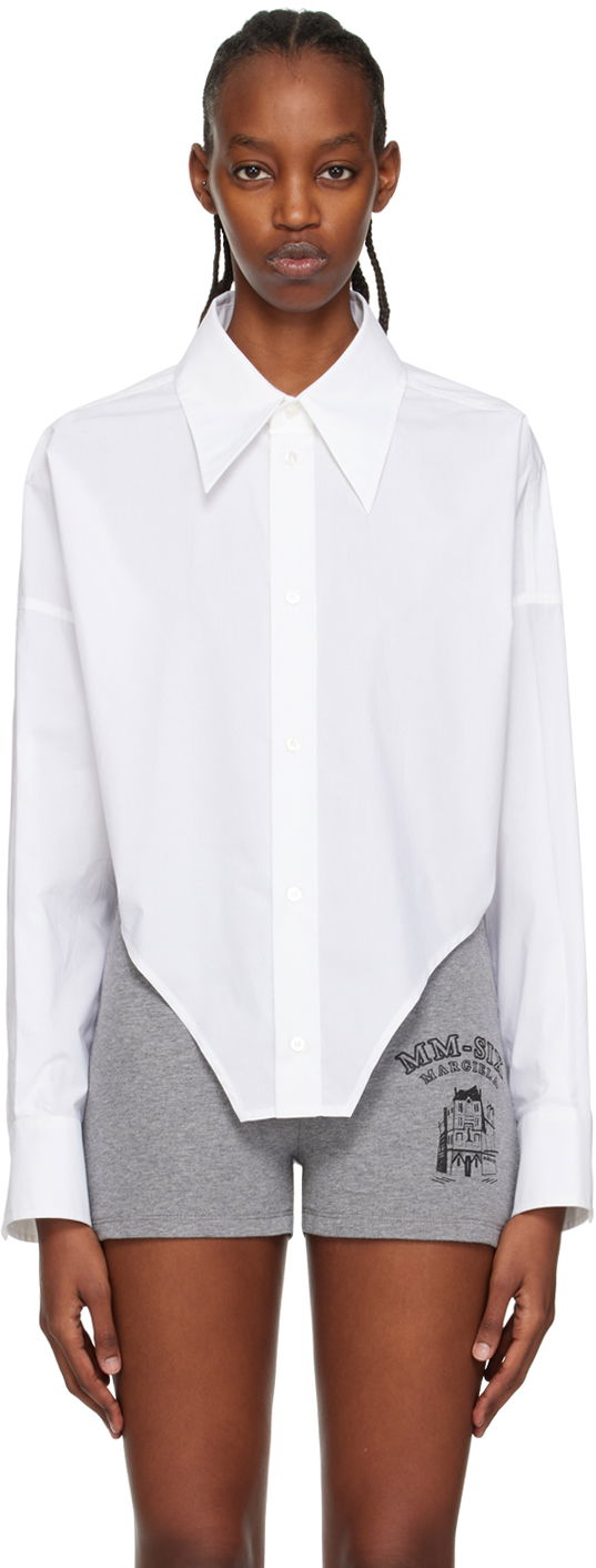 Srajce Maison Margiela MM6 Maison Margiela Curved Hem Shirt Bela | S62DT0007 S47294