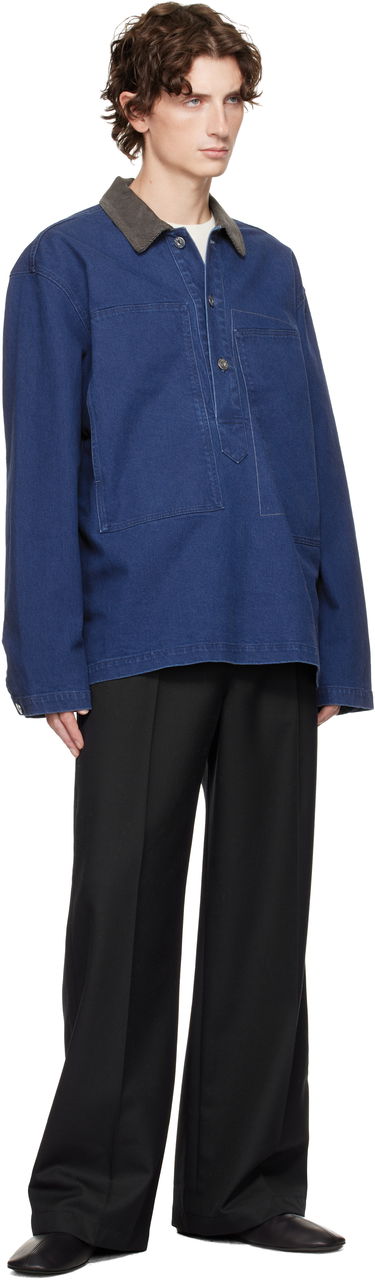 Polo majica JW Anderson Denim Polo with Patch Pockets and Corduroy Collar Modra | DS0014-PG1835, 3