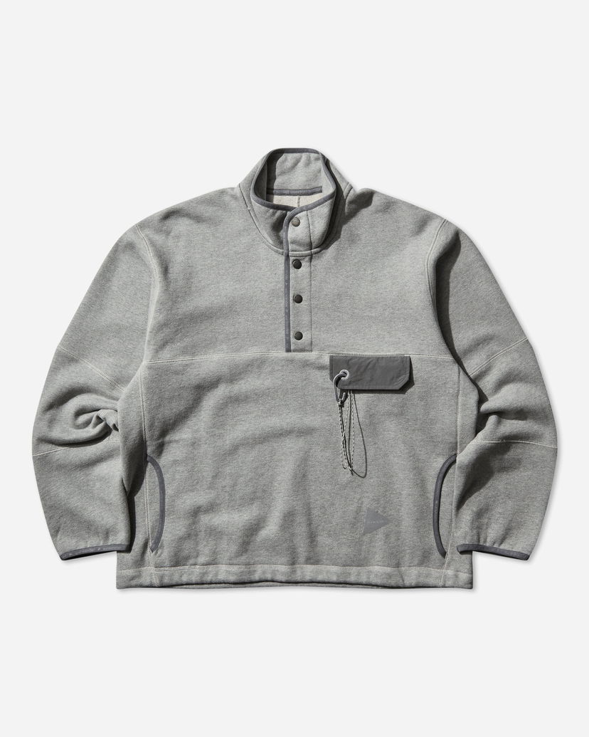 Pulover and wander Mock Neck Snap Placket Sweatshirt with Chest Pocket Siva | 5745284080 020
