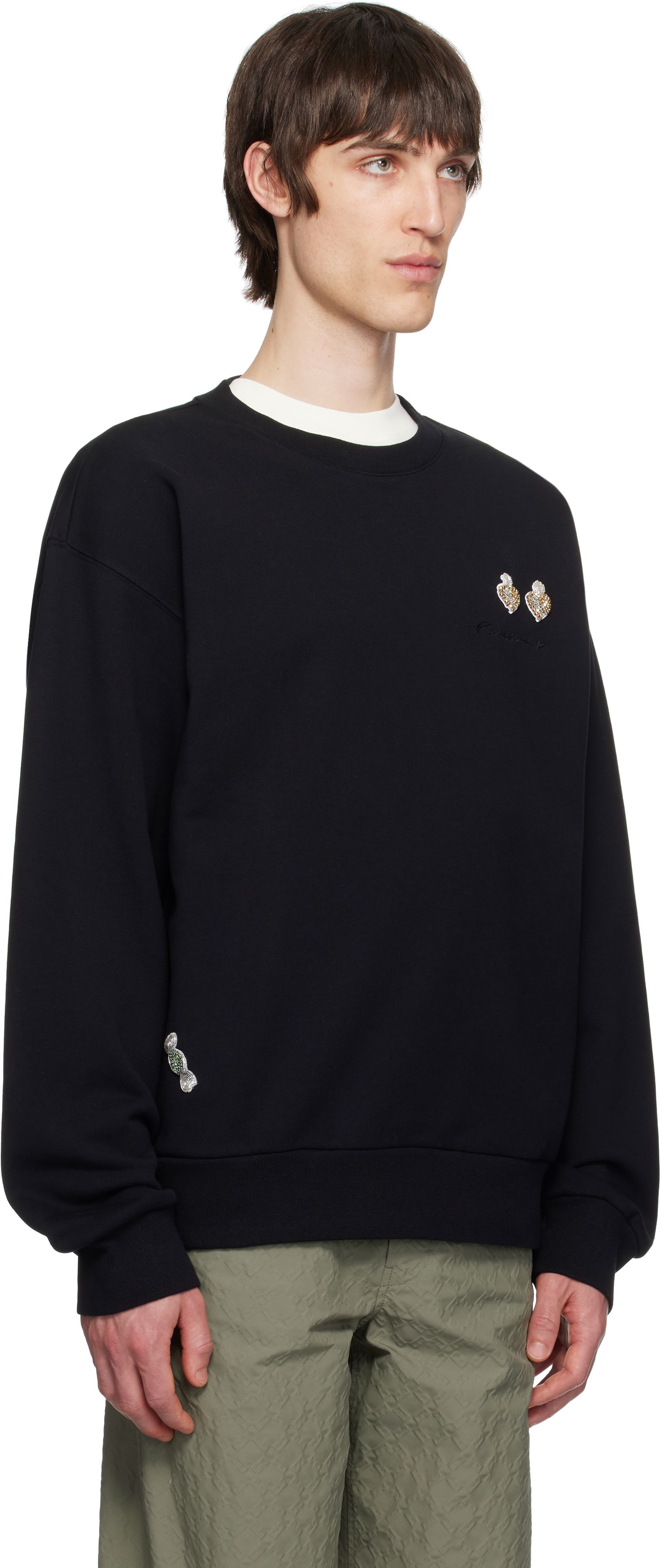 Pleteni pulover Givenchy Givenchy Cotton Sweatshirt with Patches Črna | BMJ0LC3YQQ001, 1