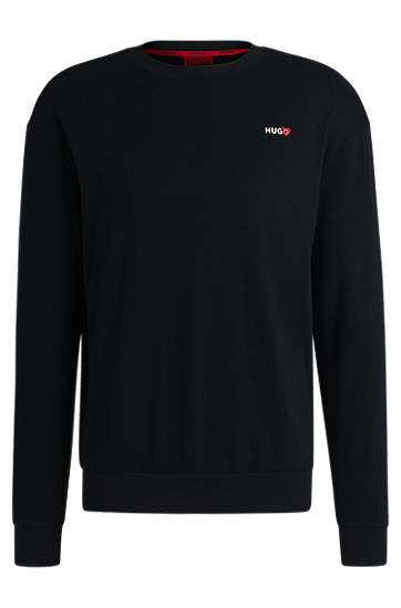 Pleteni pulover BOSS HUGO Sweatshirt with Heart Logo Črna | 50532027