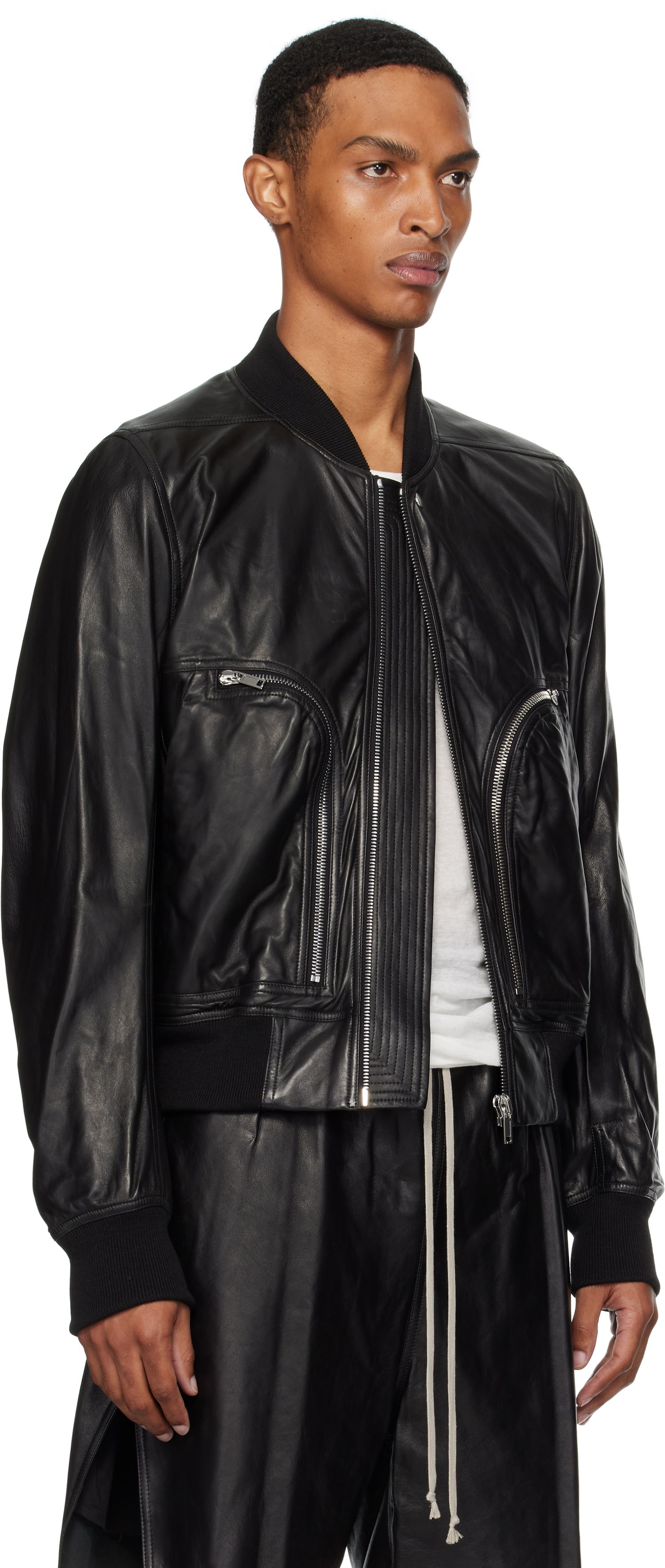 Bomber jakna Rick Owens Rick Owens Bauhaus Flight Leather Bomber Jacket Črna | RU02E1749 LBY, 1