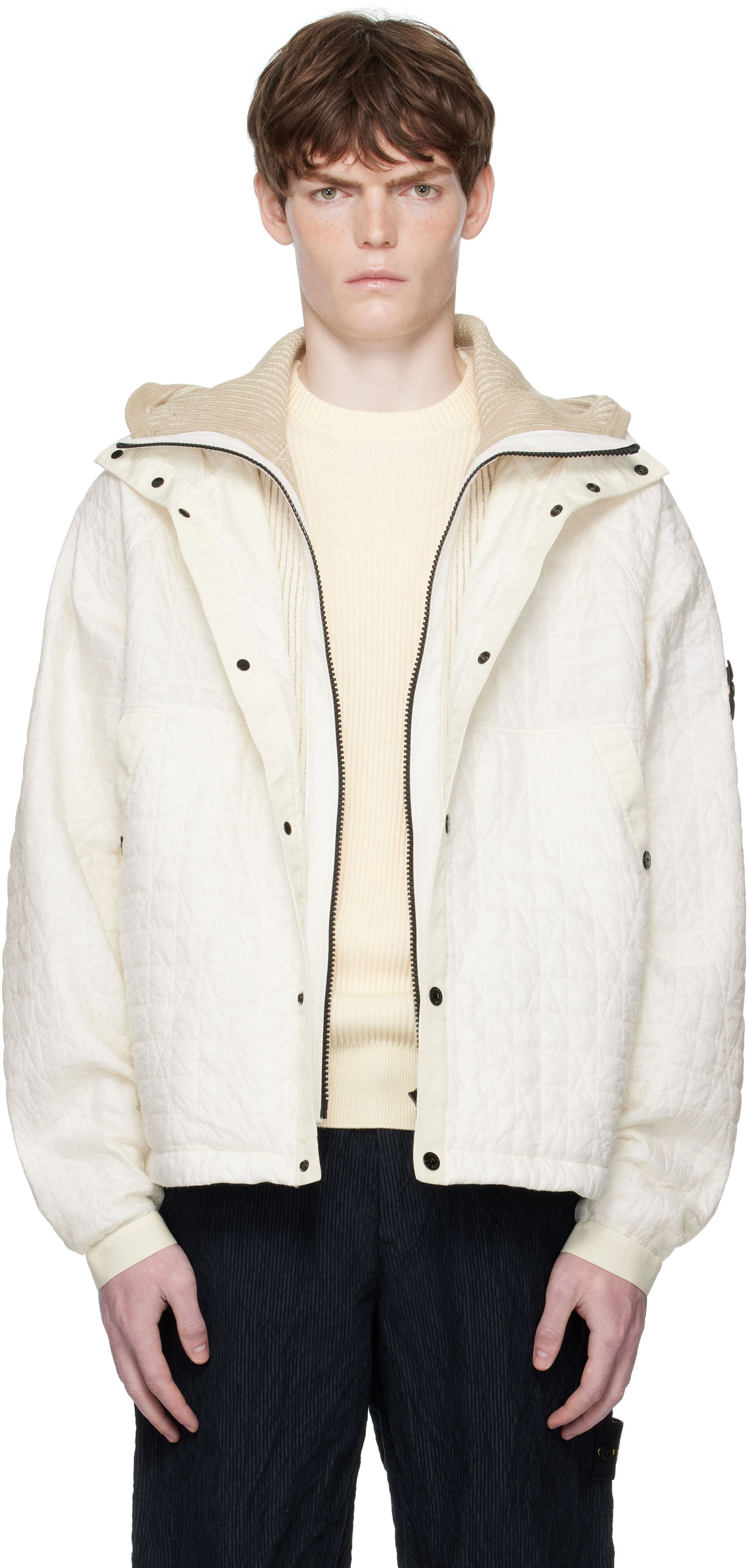 Jakna Stone Island Stone Island Quilted Crinkled Reps Hooded Jacket Bela | K2S15 4100023 S0186, 0