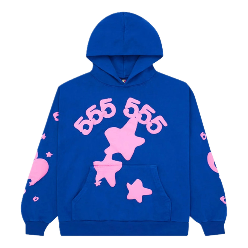 Pulover Sp5der Beluga Pullover Hoodie Modra | SP5-BLPINK-HD