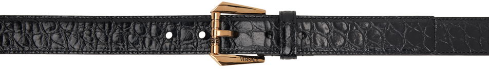 Pasovi Versace Versace Croc Effect Leather Belt Črna | 1008373_1A08711, 0