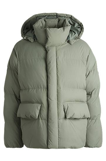 Puhovka BOSS Water-Repellent Puffer Jacket with Monogram Zelena | 50524002