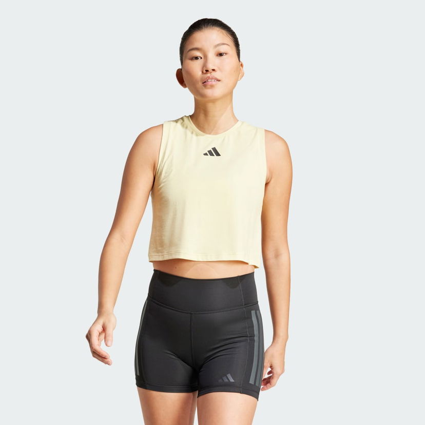 Majica brez rokavov adidas Performance Power 3-Stripes Boxy Training Cropped Tank Top Rumena | JG6182