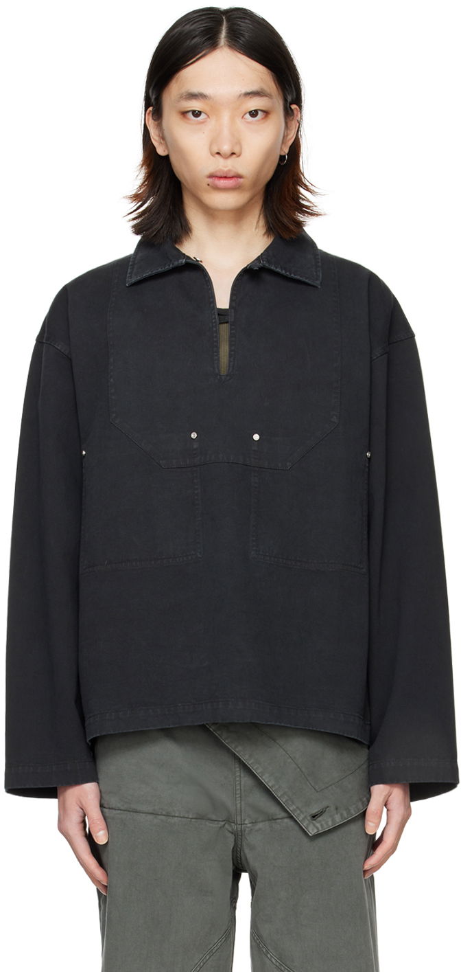 Srajce Dion Lee Rivet Detail Long Sleeve Shirt Črna | C5039PS24