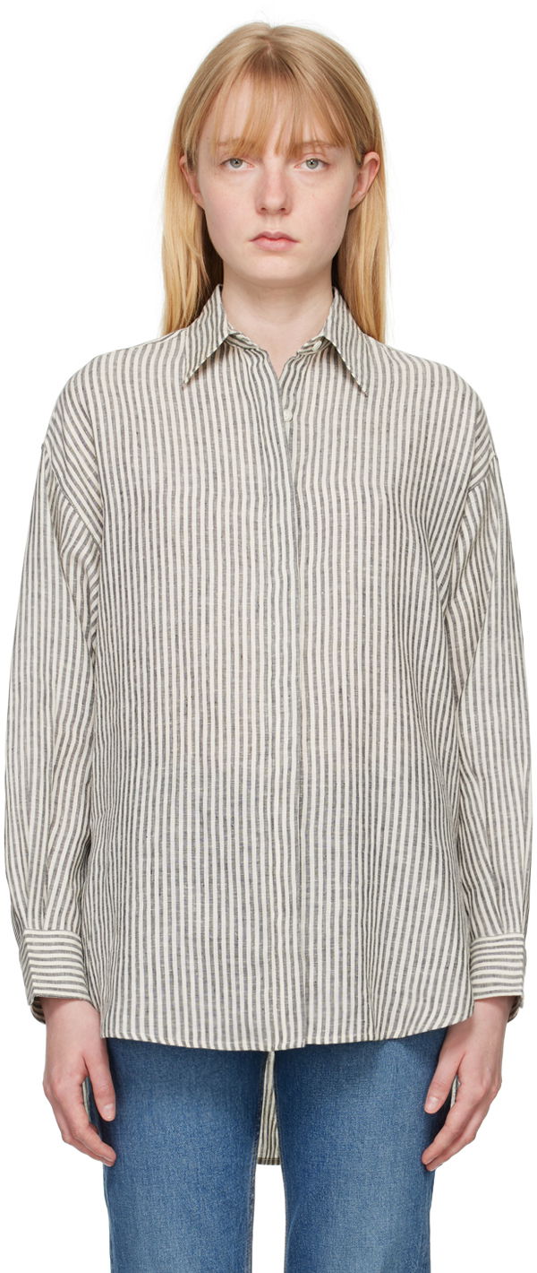 Srajce rag & bone Ryan Striped Linen Shirt Bela | WAW24PA0173817