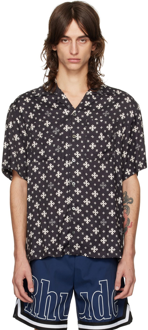 Srajce Rhude Patterned Shirt Črna | RHPF24SR02450