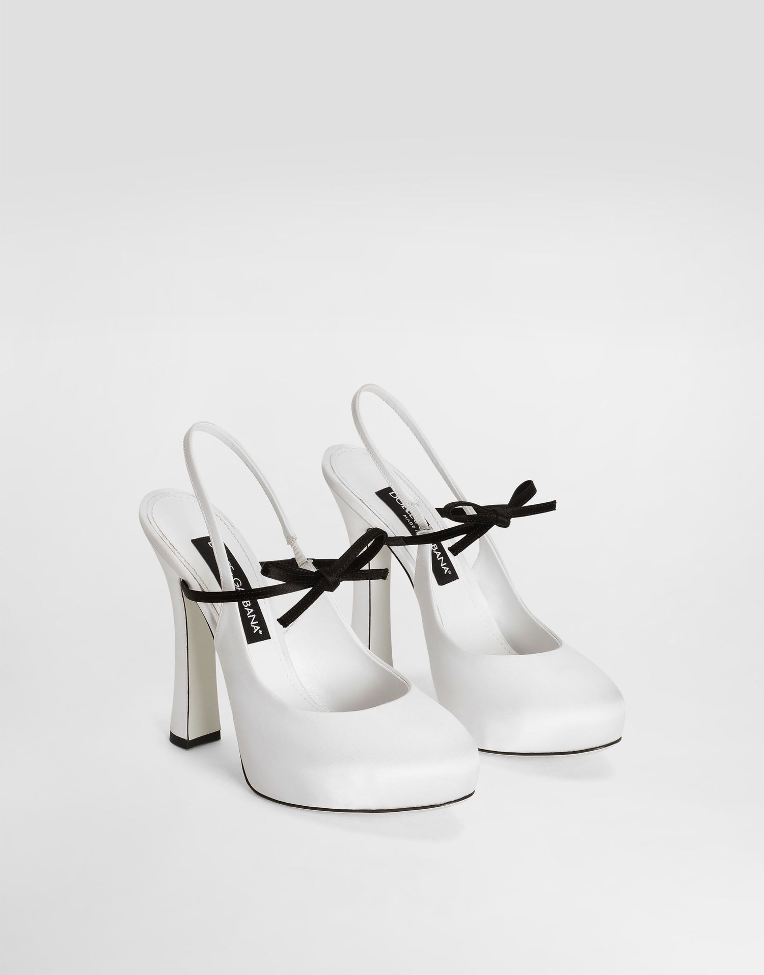 Superge in čevlji Dolce & Gabbana Dolce & Gabbana Satin Slingbacks with Bow Bela | CG0930AE54789697, 1