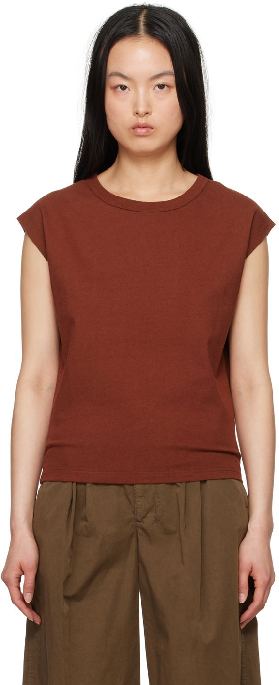 Majica brez rokavov LEMAIRE LEMAIRE Cap Sleeve T-Shirt Rdeča | TO1167 LJ1010