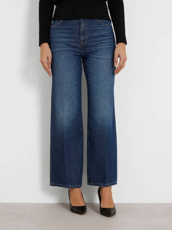 Hlače in kavbojke GUESS Wide Leg Denim Pant Mornarica | W4GA1JD5DR3, 0
