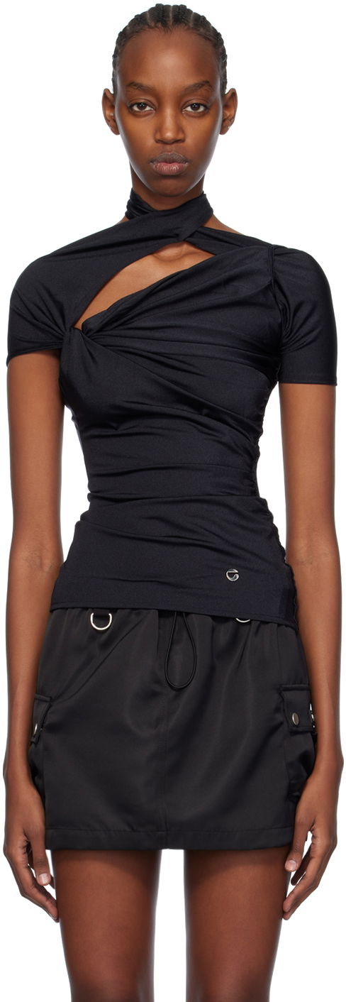 Majica Coperni Coperni Asymmetric Draped T-Shirt Črna | COPJS54545