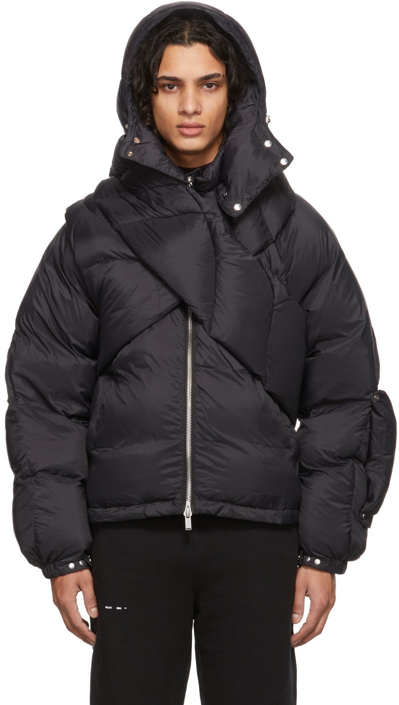 Puhovka HELIOT EMIL Heliot Emil Down Scarf Puffer Jacket Črna | AW21_M_02_017_P11_BLK01
