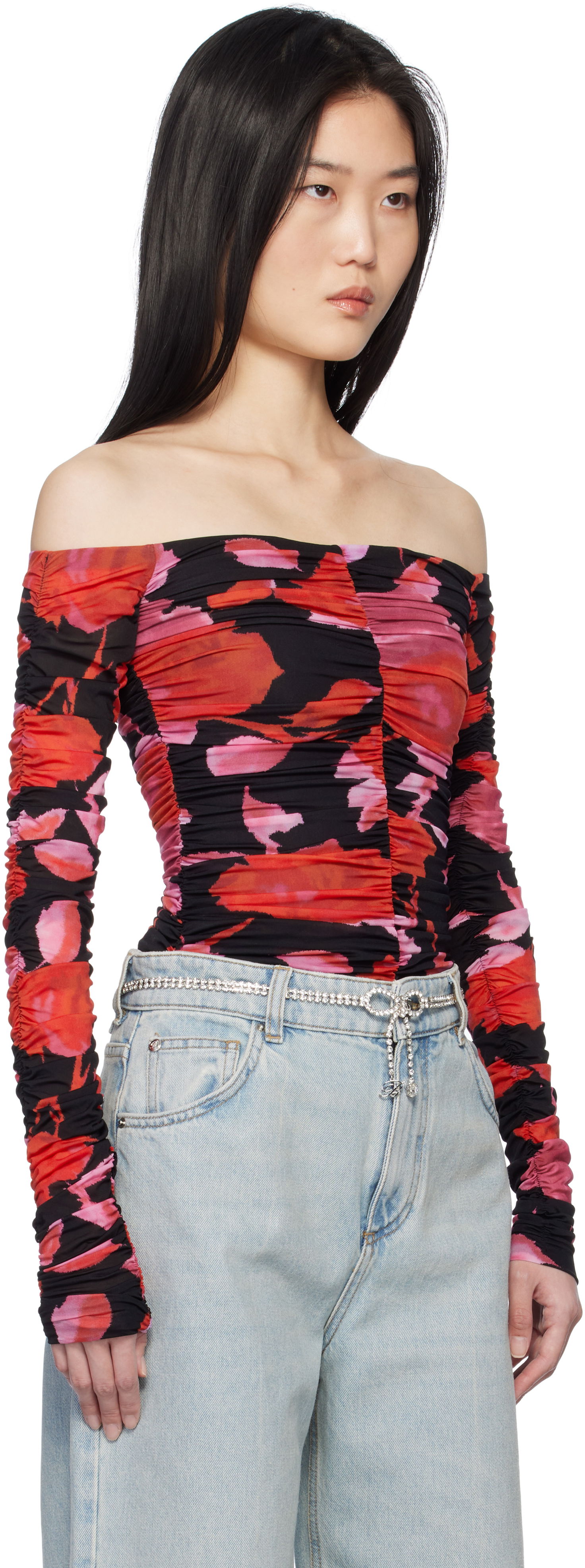 Majica brez rokavov Blumarine Blumarine Printed Jersey Draped Top Večbarvna | P522C361A, 1