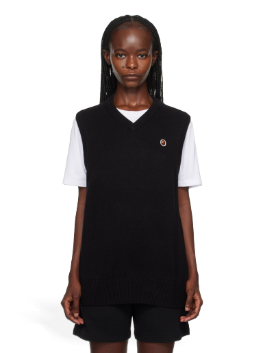 Pleteni pulover BAPE Ape Head One Point Vest Črna | 001KNJ301002M