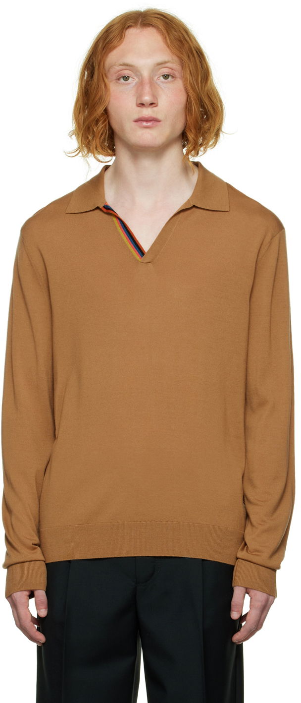 Polo majica Paul Smith Paul Smith Stripe Detail Polo Rjava | M1R-566X-J01790