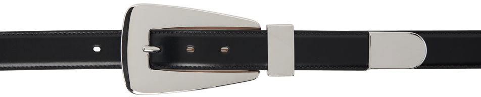Pasovi Khaite Lucca Silver-Tone Buckle Leather Belt Črna | 9985-763, 0