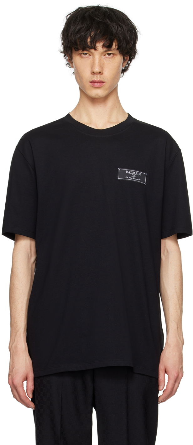 Majica Balmain Patch T-Shirt Črna | CH1EG000JB54