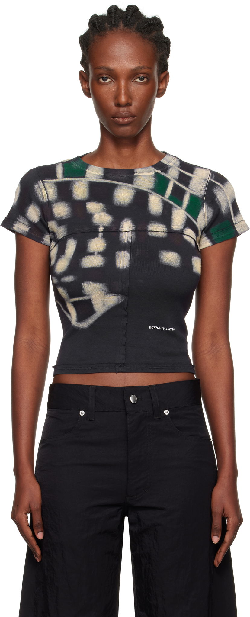 Majica Eckhaus Latta Eckhaus Latta Lapped Baby T-Shirt Črna | 303-EL-PF25-P -