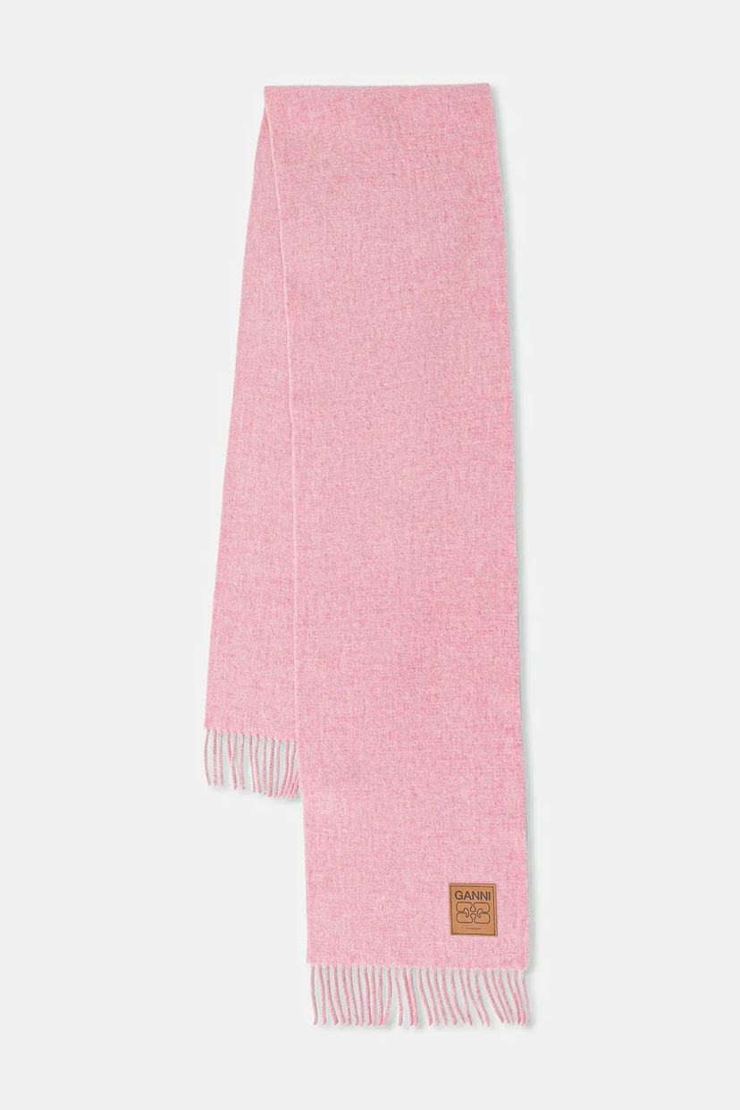 Šala GANNI Double Face Wool Solid Smooth Scarf Roza | A6942