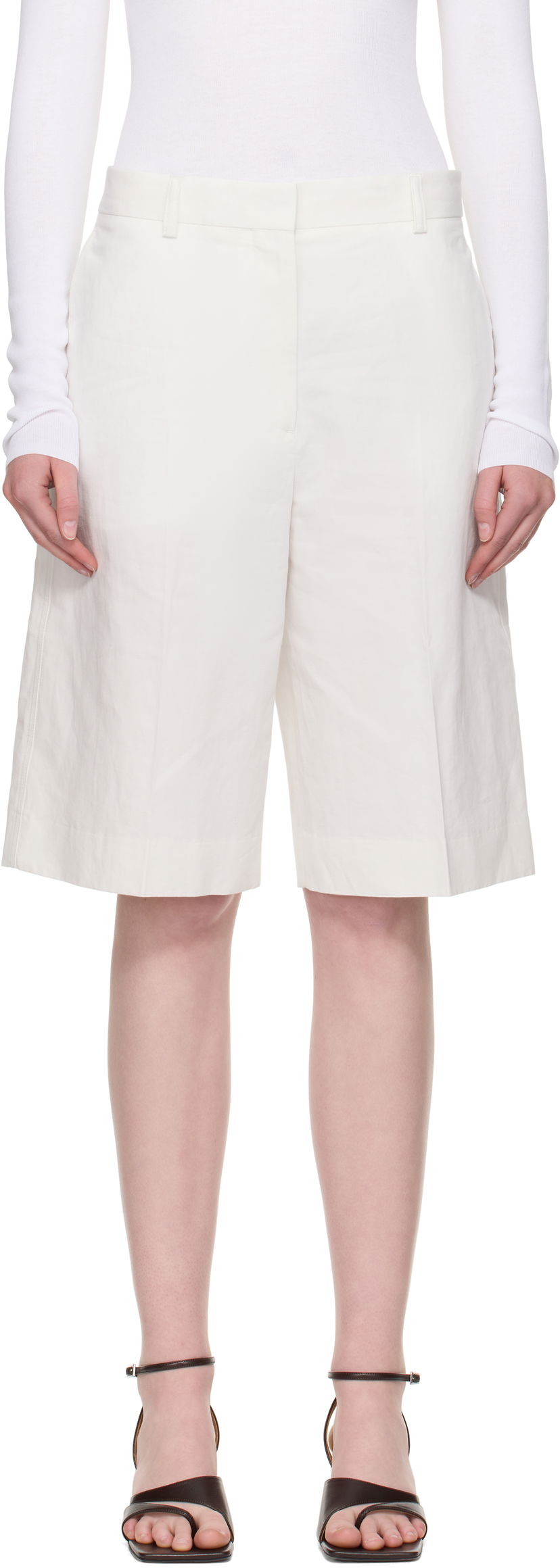 Kratke hlače TOTEME TOTEME Tailored Shorts Bela | 253-WRB0285-FB0425