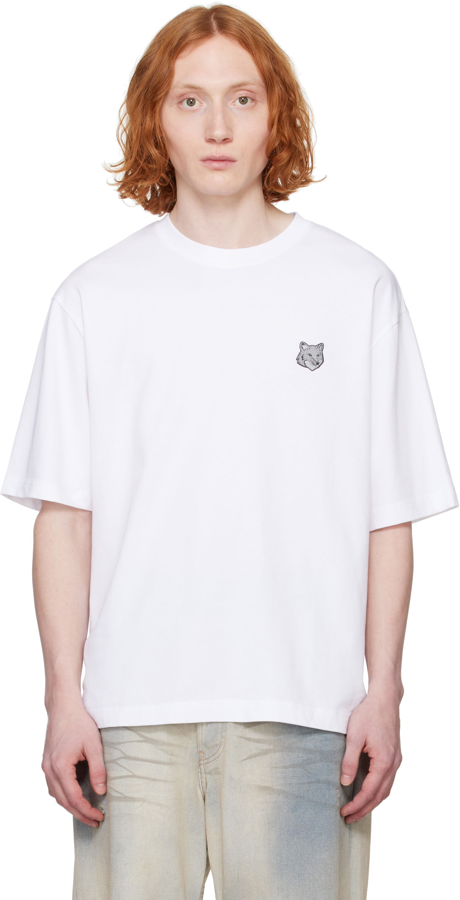 Majica MAISON KITSUNÉ Maison Kitsuné Fox Head Patch Oversize T-Shirt Bela | OM00128KJ0119, 0