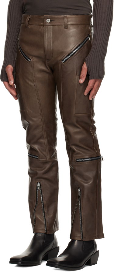 Hlače Rick Owens Rick Owens Concordians Headon Multi-zip Leather Pants Rjava | RR02E1329 LHOSJP, 3