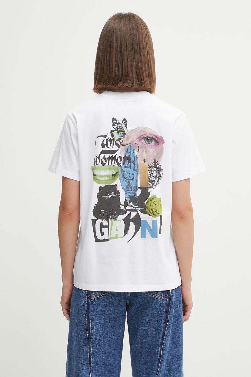 Majica GANNI GANNI Basic Jersey Collage Relaxed T-Shirt Bela | T4157