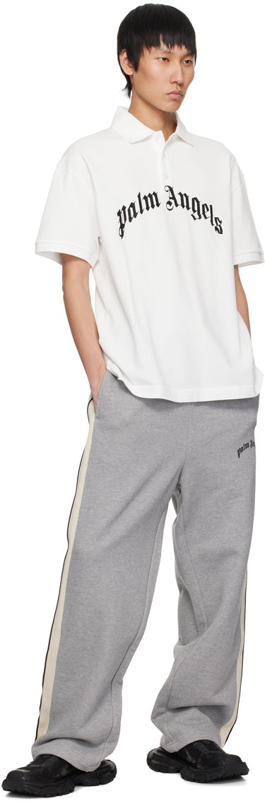 Polo majica Palm Angels Palm Angels Curved Logo Polo Bela | PMGB012S25FAB0030310, 3