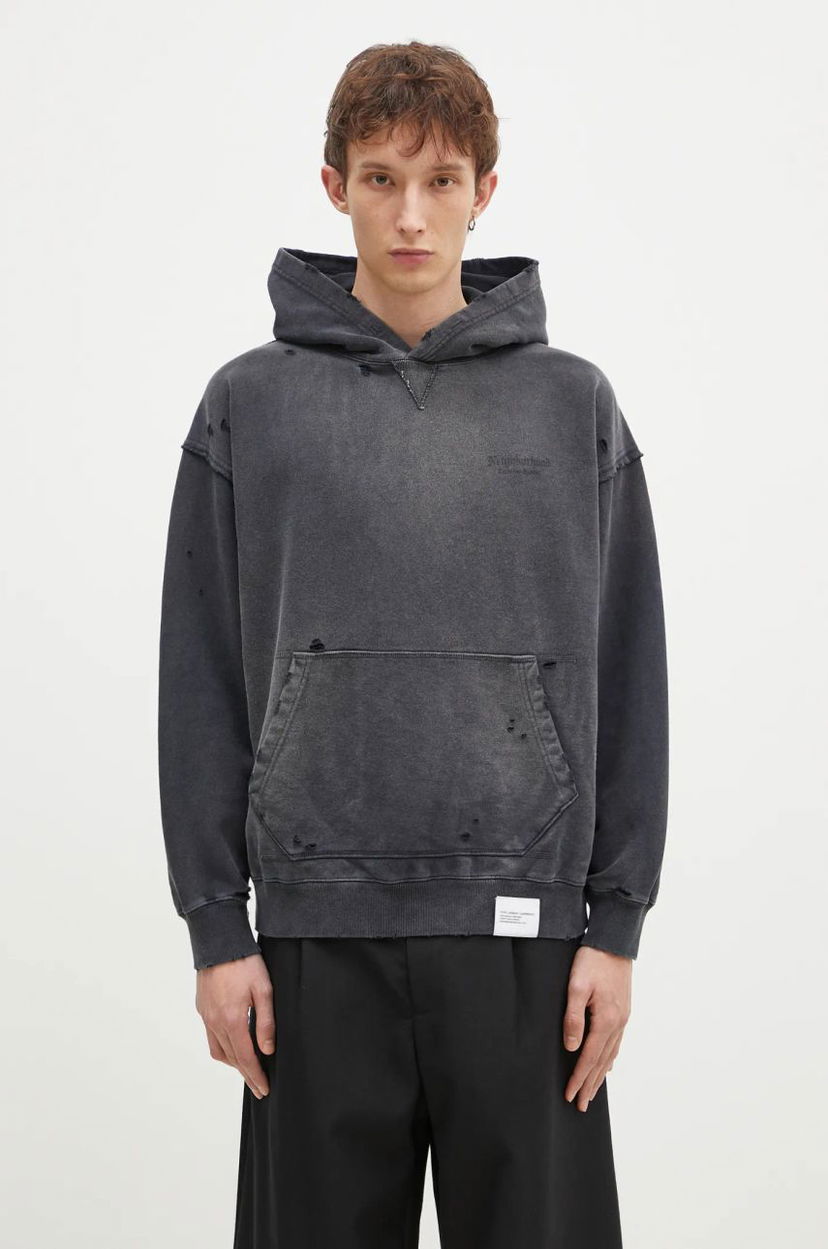 Pulover Neighborhood NEIGHBORHOOD Distressed Hoodie Siva | 242OKNH.CSM02