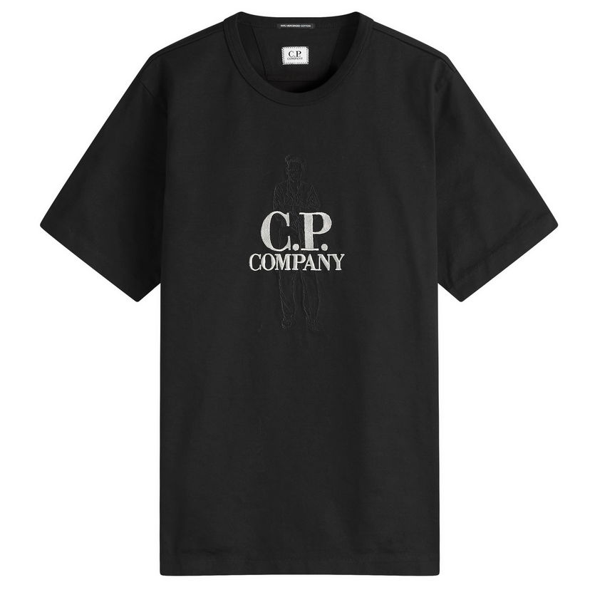 Majica C.P. Company C.P. Company 30/2 Embroidered British Sailor T-Shirt, Large Črna | 18CMTS106A-110301W-999