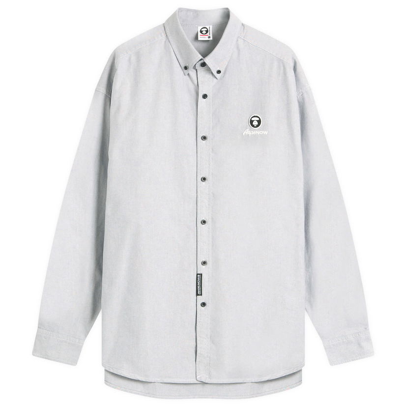 Srajce AAPE by A Bathing Ape AAPE Now Solid Oxford Shirt, Size Large Siva | AAPSTM8512XX-BLK